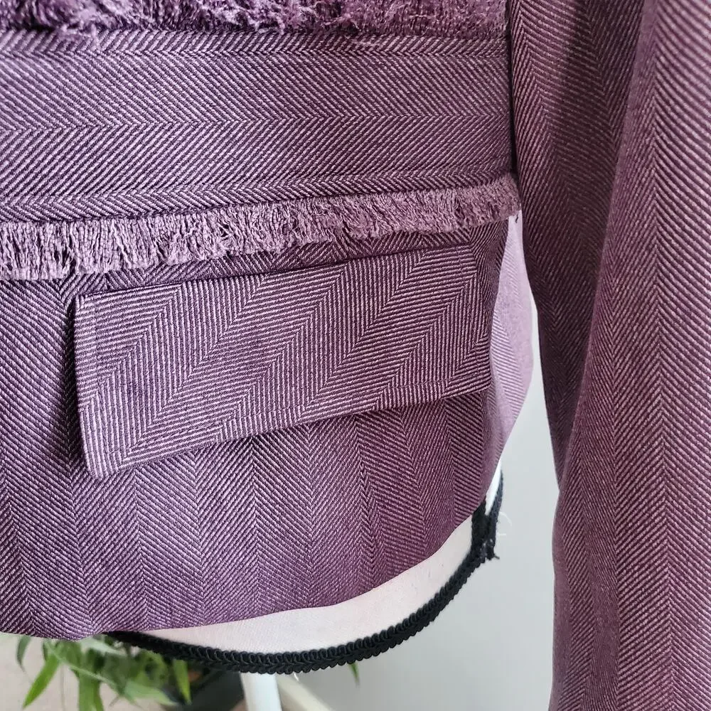 Larry Levine Classics Purple Lined Short Jacket Blazer 14
